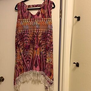 Cato Multicolor Sleeveless Tunic with Fringe